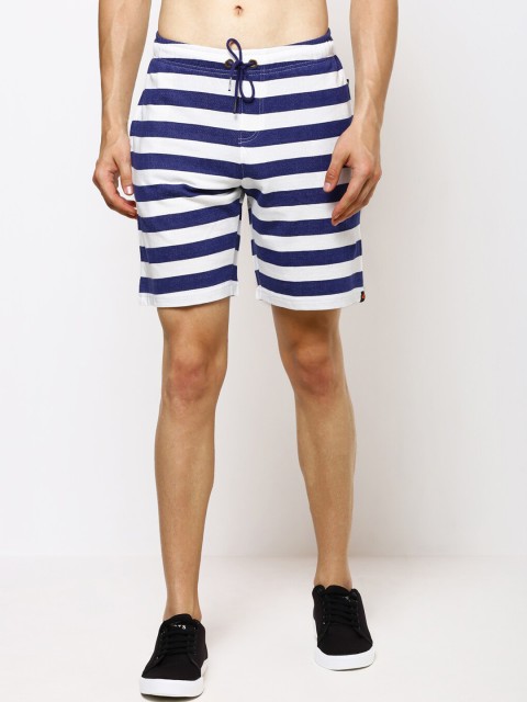 

Bareblow Men Blue & White Striped Lounge Shorts