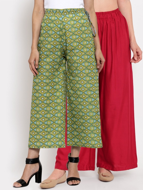 

TAG 7 Women Pack Of 2 Straight Palazzos, Red