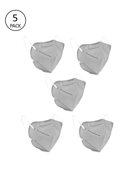 

OOMPH Unisex 5 Pcs Grey 5 Ply Anti-Pollution Reusable N95 Masks
