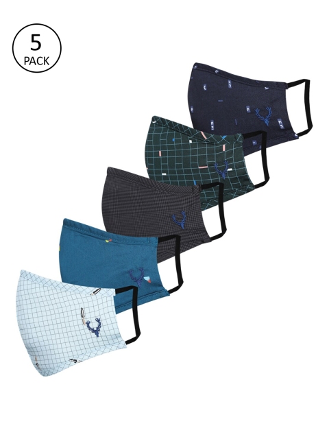 Allen Solly Multicoloured Pack of 5 Fabric Masks, Multi