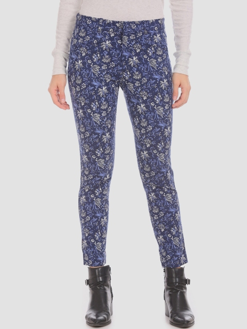 

GAP Women Blue Skinny Fit Printed Regular Trousers