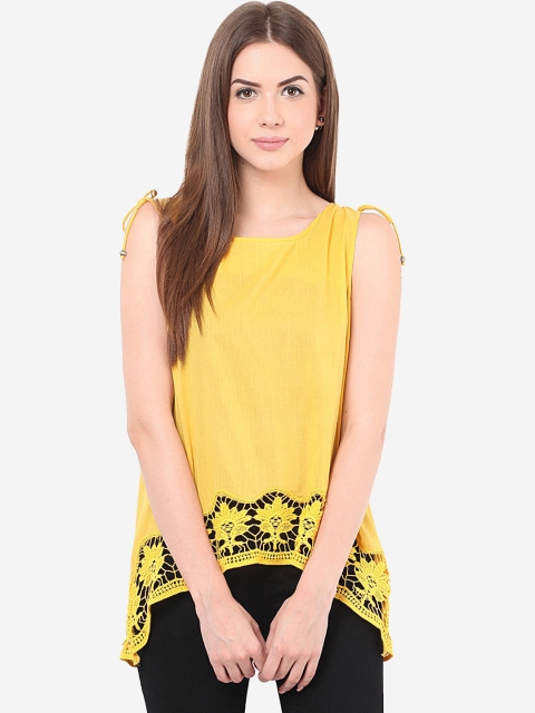 

Porsorte Women Yellow Solid High-Low Top