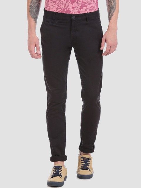 

Aeropostale Men Black Skinny Fit Solid Regular Trousers