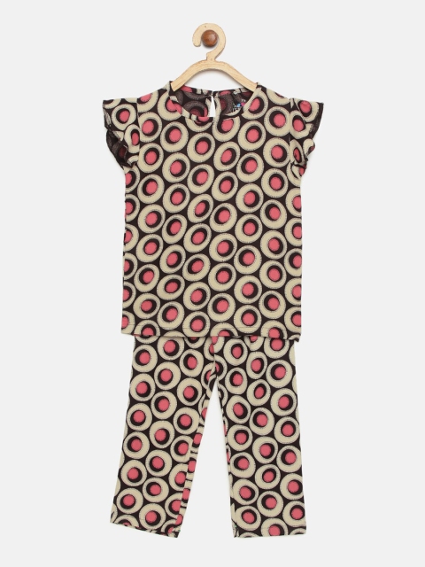 

ventra Girls Black & Pink Geometric Printed Night Suit V160-23