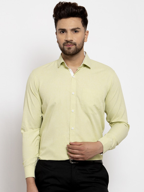 

JAINISH Men Lime Green Smart Regular Fit Solid Formal Shirt