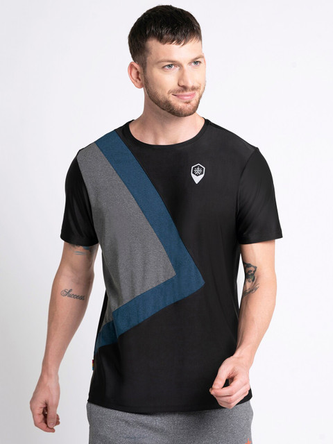 

Cultsport Men Grey Colourblocked Round Neck T-shirt