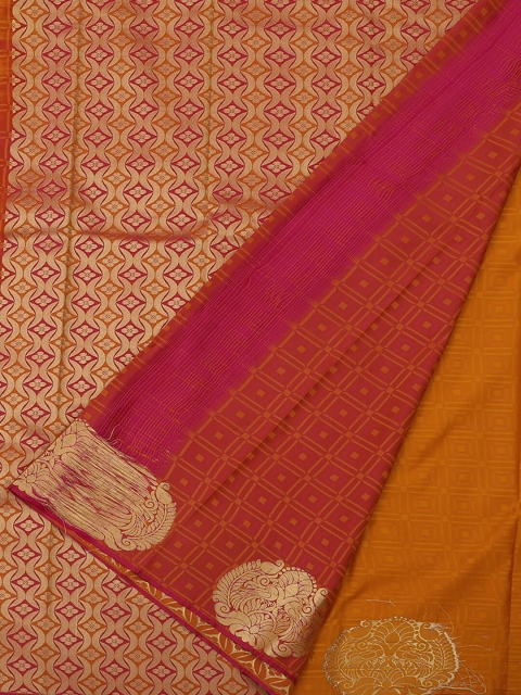 

Pothys Orange Solid Art Silk Saree
