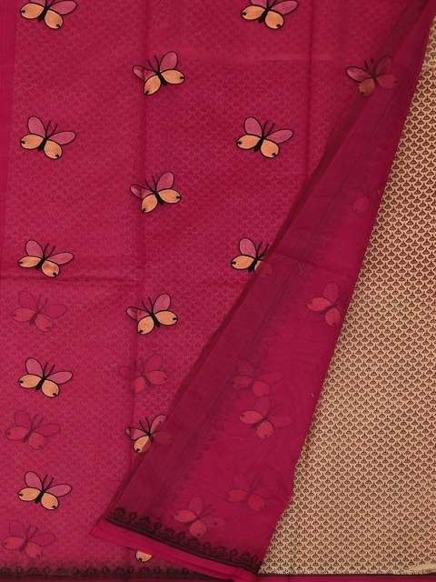 

Pothys Magenta Embroidered Supernet Saree