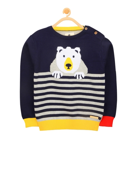 

Cherry Crumble Unisex Kids Navy Blue Striped Pullover Sweater