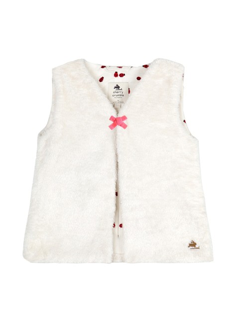 

Cherry Crumble Girls White Solid Tailored Jacket