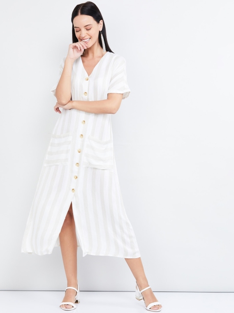 

max Women Off-White Striped Shirt Dress