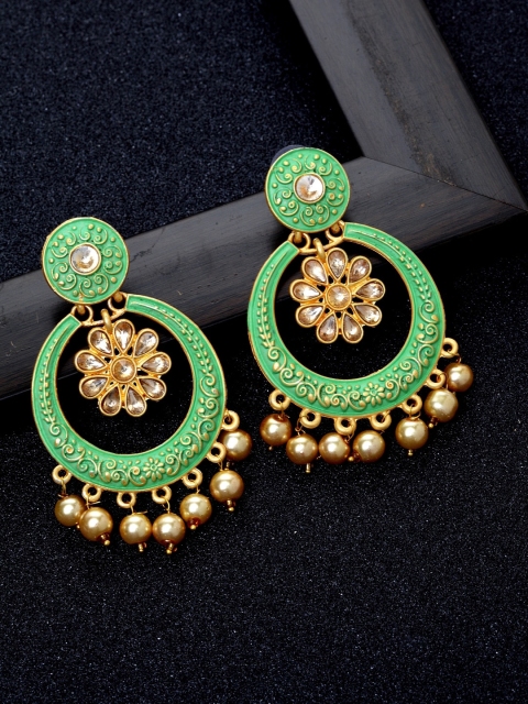 

Ibtida Green Gold-Plated Handcrafted Circular Drop Earrings