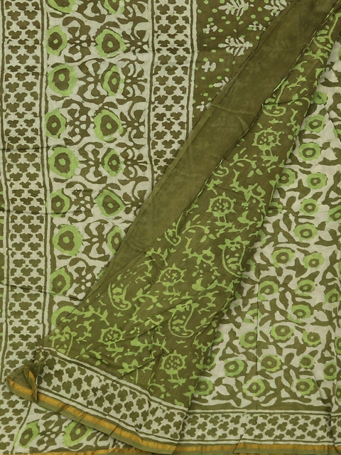 

Pothys Green Printed Cotton Blend Saree