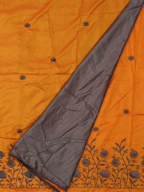 

Pothys Orange Embroidered Jute Silk Saree