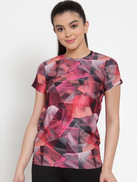

CUKOO Women Red Printed Round Neck T-shirt