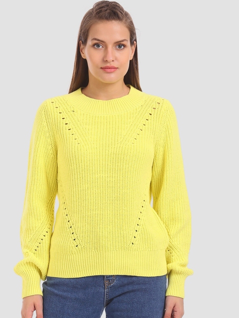

GAP Women Yellow Solid Pullover Sweater