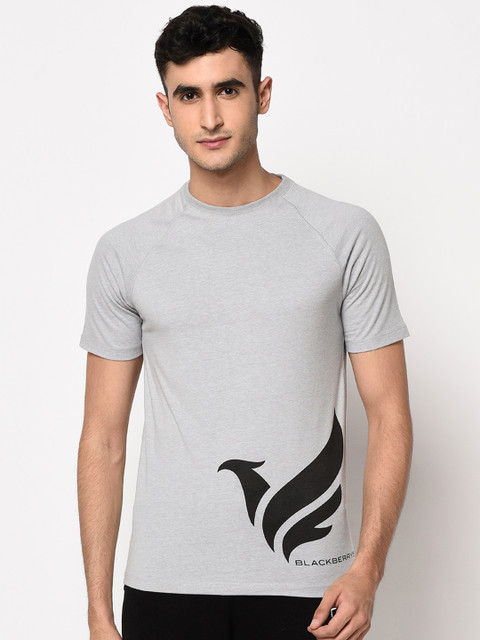 

Blackberrys Men Grey Slim Fit Printed Round Neck T-shirt
