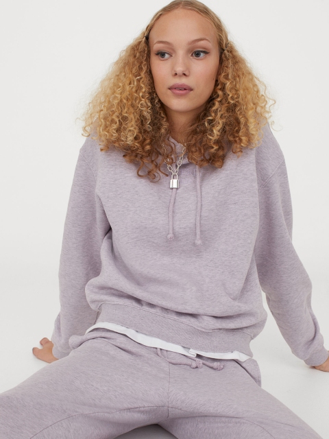 

H&M Women Lavender Solid Hoodie