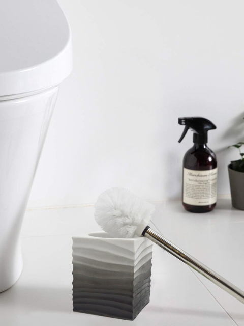 

OBSESSIONS Grey Textured Polyresin Alvina Toilet Brush With Holder