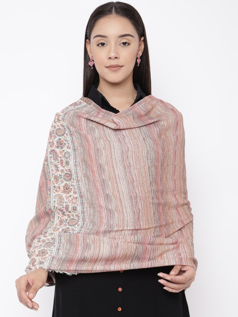 

Pashmoda Women Peach-Colour & Off-White Woven-Design Kashmiri Kaani Shawl