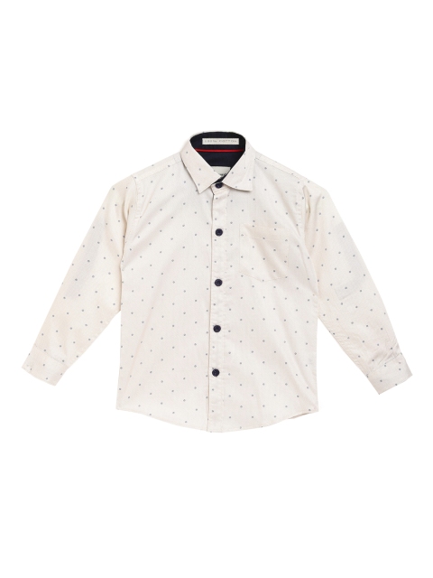 

Aj DEZInES Boys Cream-Coloured Comfort Regular Fit Printed Casual Shirt