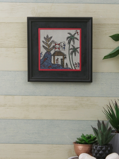 

Aapno Rajasthan Cream-Colour & Blue Handpainted Worli Painting Wall Art