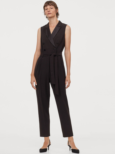 

H&M Women Black Solid Double-breasted jumpsuit