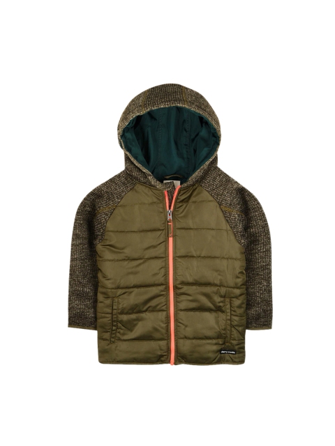 

Cherry Crumble Unisex Kids Olive Green Solid Padded Jacket