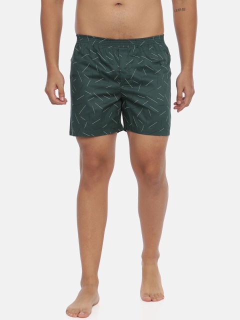 

IVOC Men Green & White Printed Pure Cotton Boxers IOMBS02SC03L35-4202C