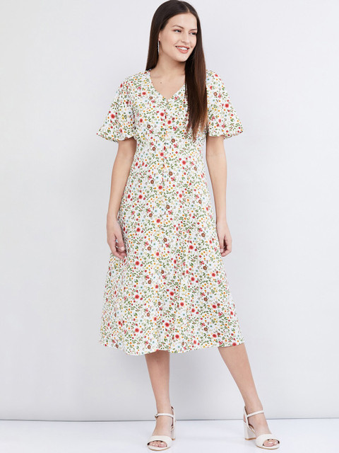 

max Women Off-White Printed A-Line Dress