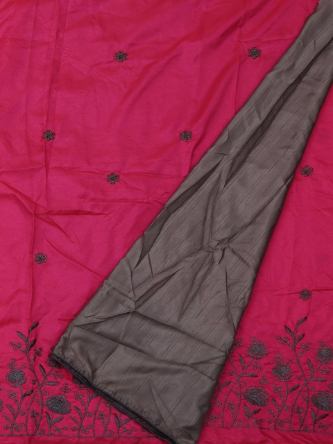 

Pothys Pink & Grey Jute Silk Embroidered Saree