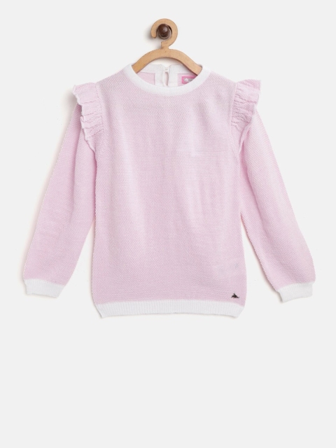 

Cherry Crumble Girls Pink Solid Pullover Sweater