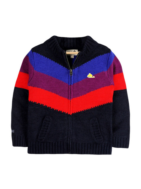 

Cherry Crumble Kids Black Colourblocked Cardigan Sweater