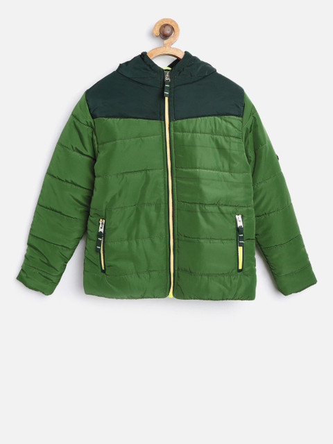 

Cherry Crumble Kids Green Colourblocked Padded Jacket