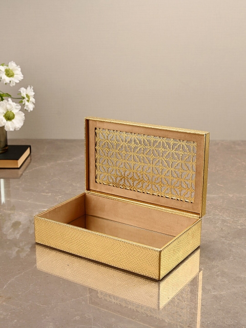 

Pure Home and Living Gold-Toned Lattice Pattern Rectangle Storage Box
