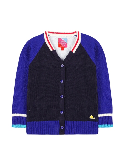 

Cherry Crumble Kids Blue Colourblocked Cardigan Sweater