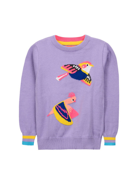 

Cherry Crumble Girls Purple Printed Pullover Sweater
