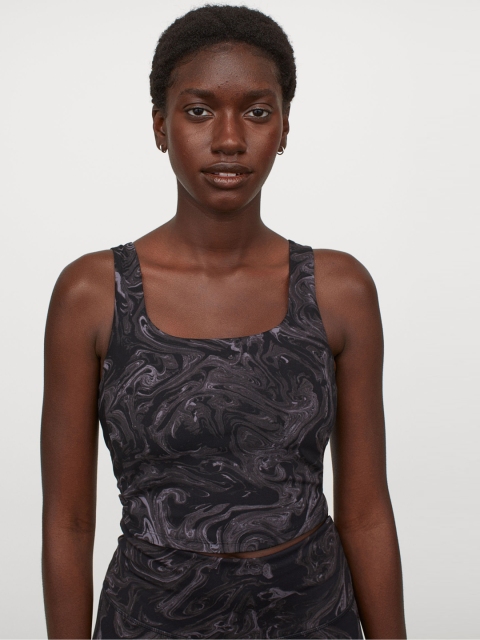 

H&M Women Black Sports Top With Sports Bra