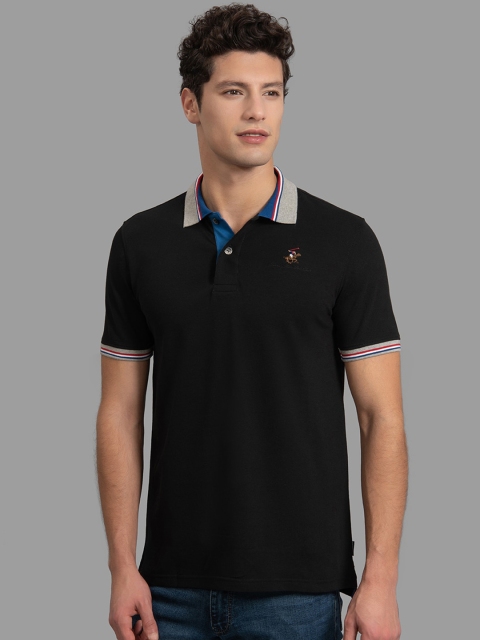 

Beverly Hills Polo Club Men Black Solid Polo Collar T-shirt