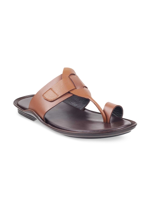 

Mochi Men Tan Brown Solid Leather Comfort Sandals