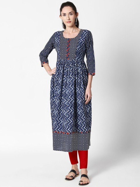 

ZRI Women Blue Printed Anarkali Kurta