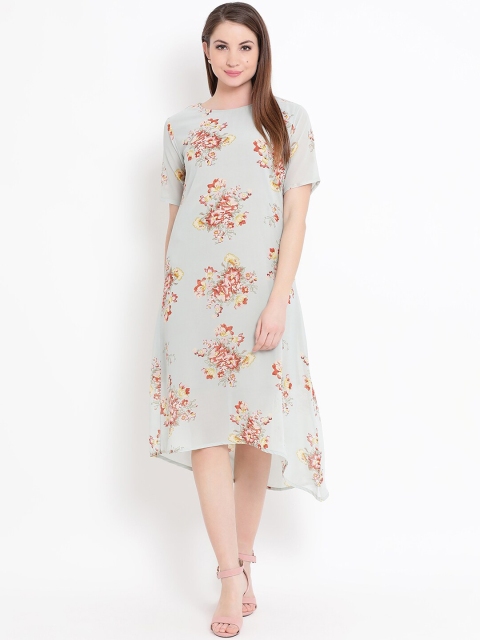 

FABNEST Women Green Floral Printed A-Line Dress