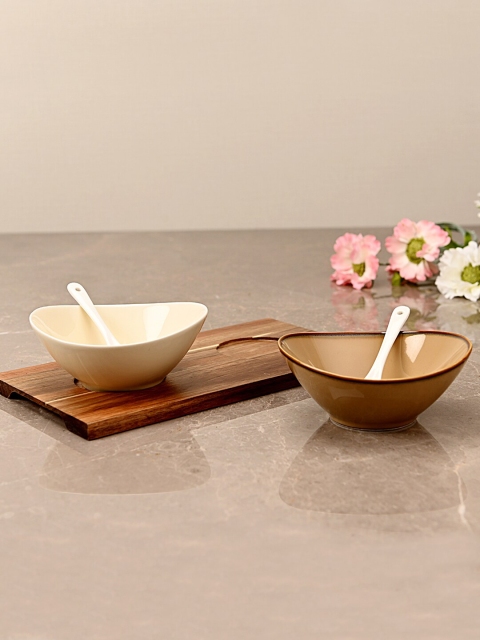 

Pure Home and Living Set of 2 Ceramic Bowls with Paddles, Assorted