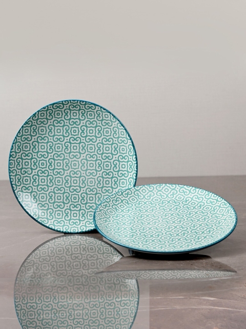 

Pure Home and Living Set Of 2 Blue Ceramic Plates