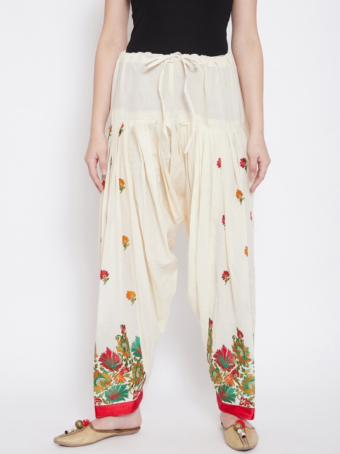 

Castle Women Off-White & Red Floral Embroidered Salwar