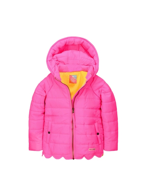 

Cherry Crumble Girls Pink Solid Padded Jacket