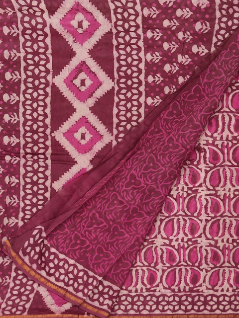 

Pothys Pink Printed Cotton Blend Saree