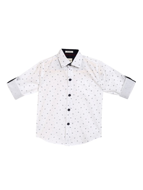 

Aj DEZInES Boys White & Black Regular Fit Printed Casual Shirt