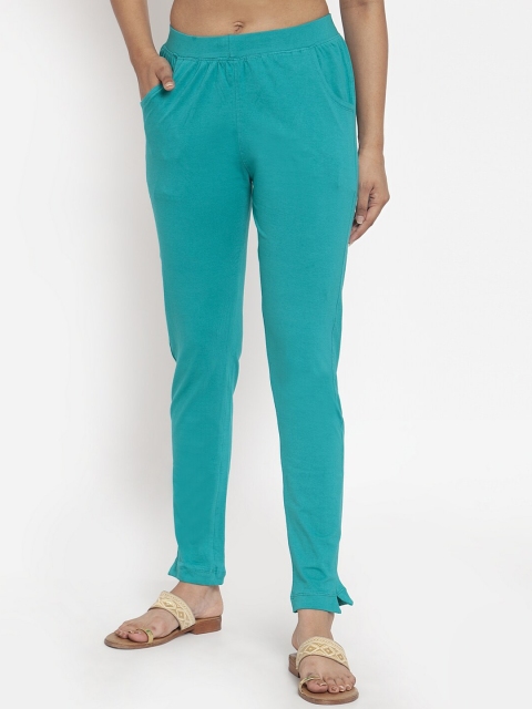 

TAG 7 Women Turquoise Blue Solid Ankle-Length Leggings