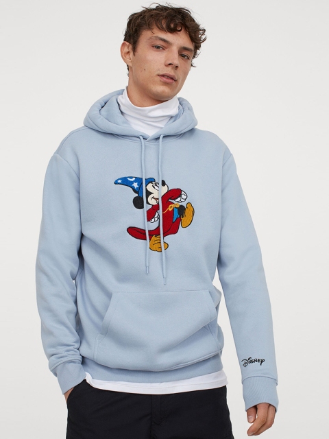 

H&M Men Blue Printed Hoodie